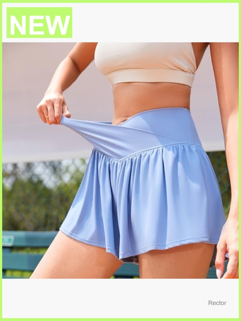 Athletic Skorts with Pockets Flowy Crossover Waistband Tennis Running Shorts - Picture 3 of 7